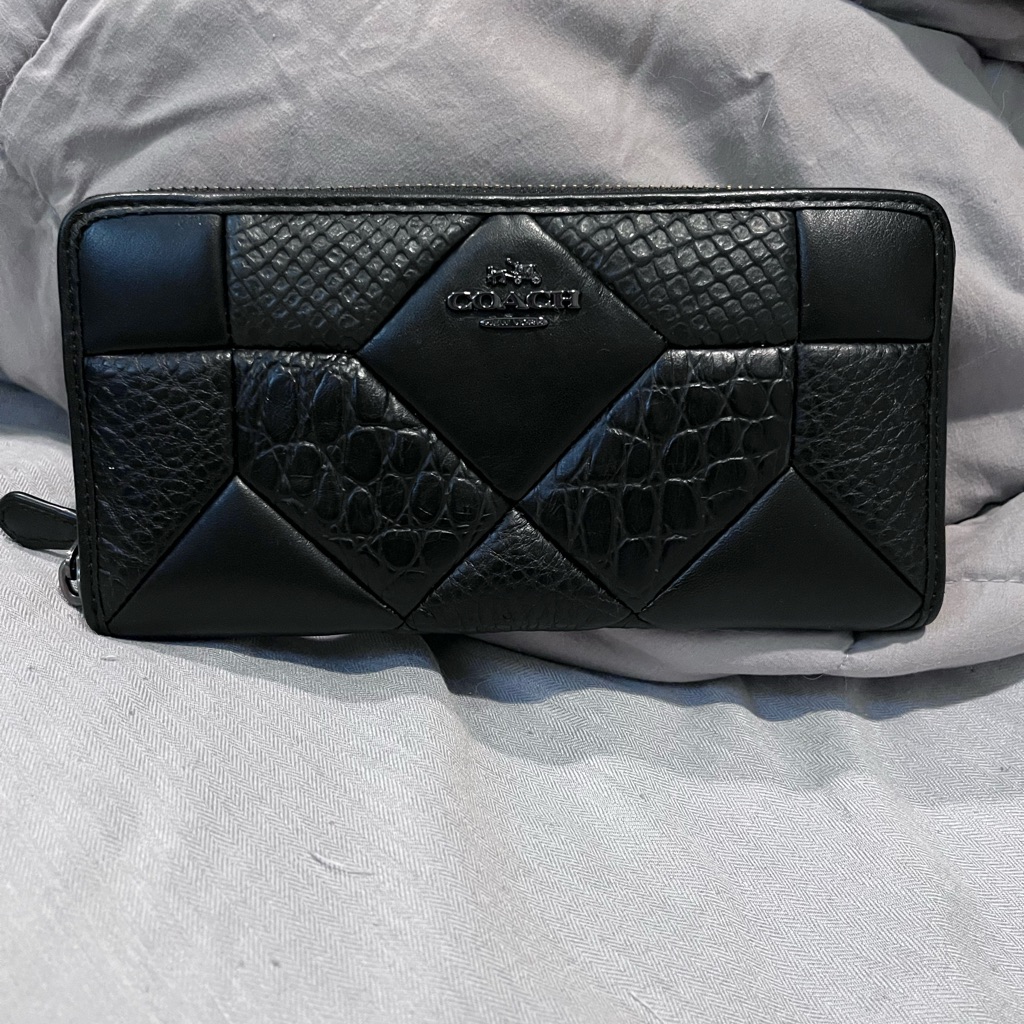 Coach Black Geometric Leather Wallet